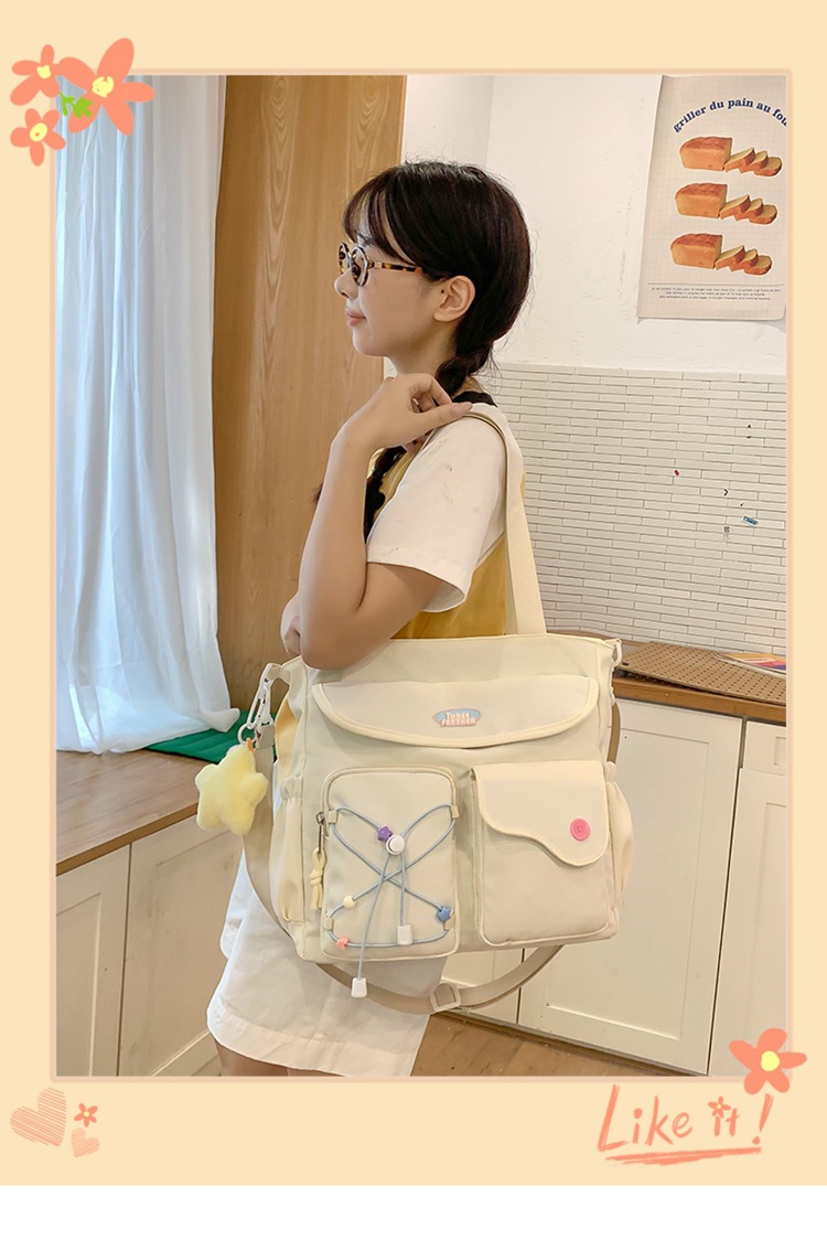 斜挎包女孩可愛(ài)風(fēng)小清新校園上課手提補(bǔ)習(xí)袋初高中學(xué)生上課通勤包